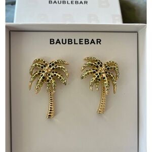 BaubleBar Tropical Palm Earrings in Gold and Green